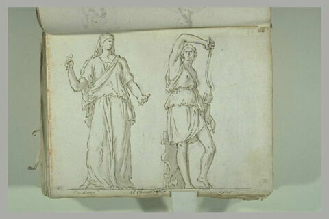 Femme drapée et voilée debout, vue de face, le visage tourné à droite..., image 2/2