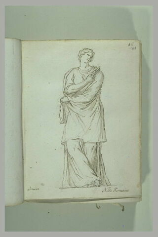 Femme debout, drapée, vue de face, le visage incliné vers la droite..., image 2/2