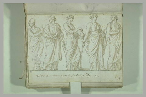 Fragment de bas-relief : Minerve et quatre Muses