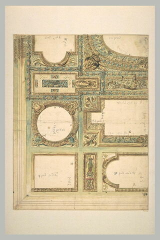 Quart de plafond à caissons. Projet pour la cour des Aides