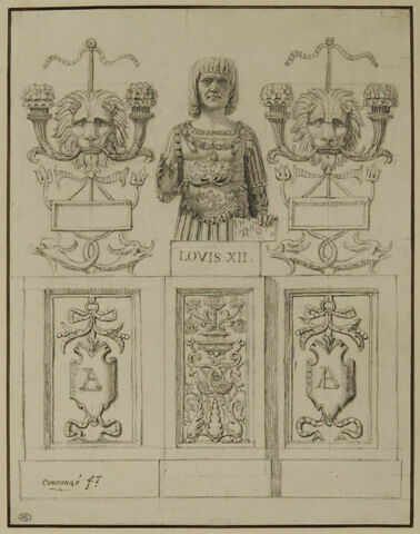 Buste de Louis XII entouré de motifs décoratifs