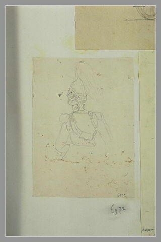 Croquis d'un 'horse-guard', en buste, vu de dos, image 2/2