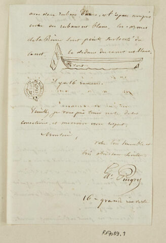 Lettre manuscrite avec croquis