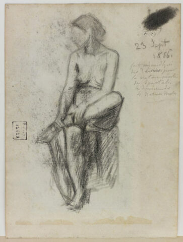 Etude de femme assise, jambes croisées