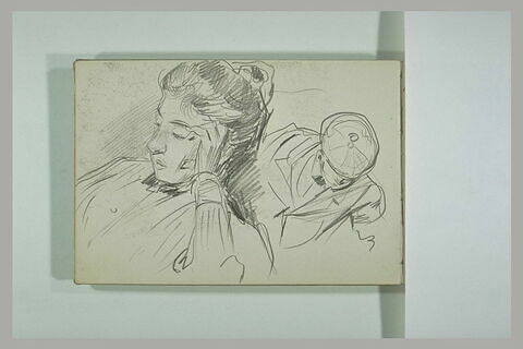 Portrait de femme et croquis d'un homme portant une casquette, image 2/2