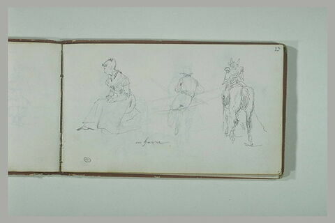 Femme assise ; paysan et son cheval labourant, image 2/2