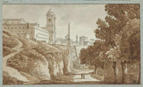 Vue de l'église de la Trinité des Monts, à Rome