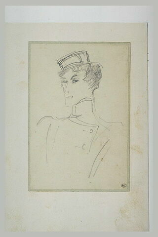 Eve Lavallière en buste, vêtue d'un costume de groom, image 2/2