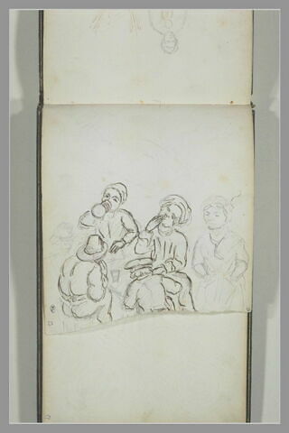 Personnages autour d'une table, mangeant et buvant, image 2/2