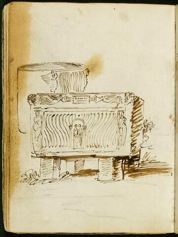 Feuille d'études avec deux sarcophages antiques