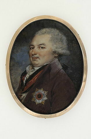 Portrait d'Alexandre Alexandrovitch Sabloukoff (1749-1828) en habit prune portant la croix et la plaque de l'Ordre de Saint-Vladimir de 2e classe