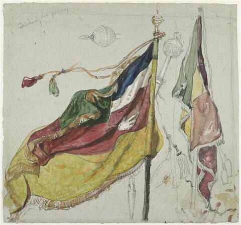 Feuille d'études avec deux drapeaux