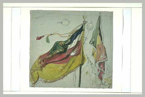 Feuille d'études avec deux drapeaux, image 2/2