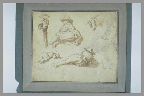 Etudes de diverses figures dont trois jeunes gens allongés, image 2/2