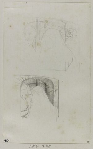 Deux études de tête de femme voilée dans l'encadrement d'une fenêtre