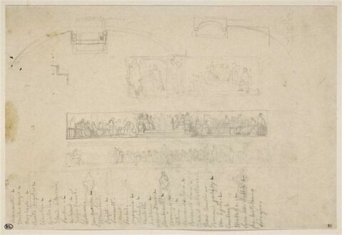 Feuille d'études pour l'hémicycle des Beaux-Arts