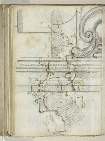 Profils de moulures et détail d'une des retombées de la coupole de la basilique Santi Ambrogio e Carlo al Corso