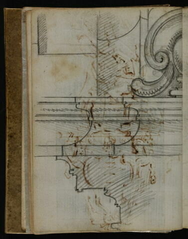 Profils de moulures et détail d'une des retombées de la coupole de la basilique Santi Ambrogio e Carlo al Corso, image 2/2