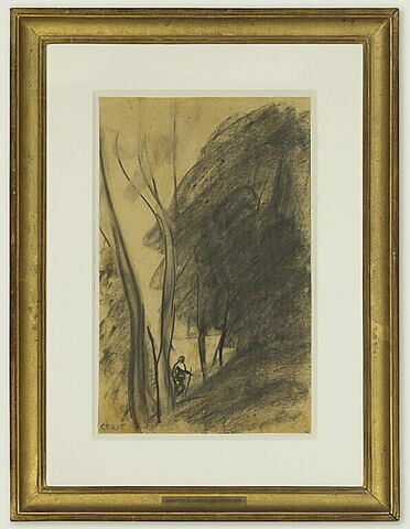 Homme marchant sous les arbres