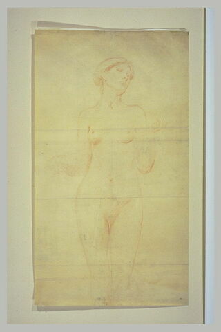 Femme nue, de face, vue à mi-jambes