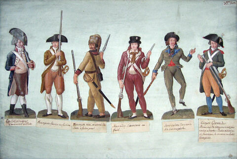 Six études de costumes civils et militaires de l'époque révolutionnaire