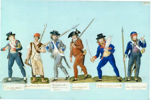 Six études de costumes civils et militaires de l'époque révolutionnaire