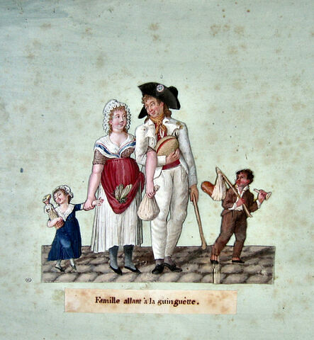 Famille allant à la guinguette