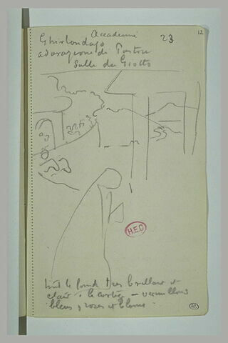 Esquisse de paysage et notes manuscrites