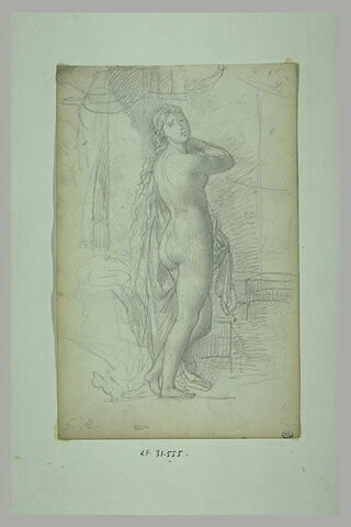 Jeune femme nue, tête de face, longue chevelure