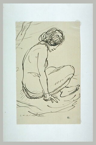 Femme nue, assise, jambes croisées