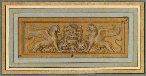 Motif d'ornement : deux griffons affrontés de part et d'autre d'une urne, image 3/3