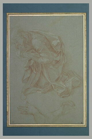 Etude de draperie d'un homme agenouillé ; deux études d'avant-bras, image 3/3