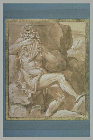 Polyphème assis, jouant d'un flûte à sept tuyaux, image 2/2