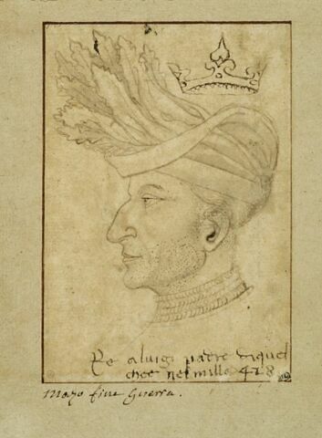 Portrait de Louis II, roi de Naples, de profil, coiffé, et couronné, image 2/4