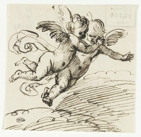 Deux anges enlaçés, volant