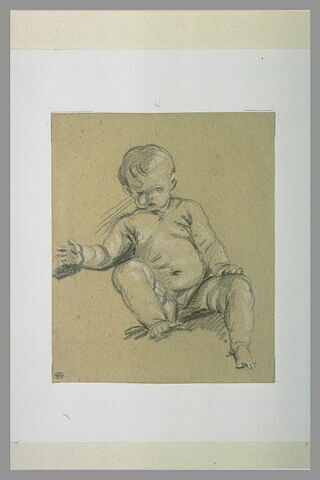 Etude d'un enfant nu, assis, vu de face