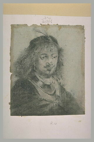 Portrait d'homme à toque ornée d'une plume