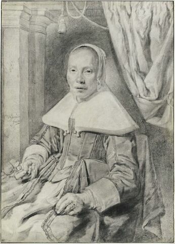 Portrait de vieille femme assise