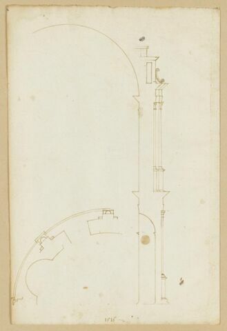 Coupe et plan de l'abside du choeur de la cathédrale de Bamberg