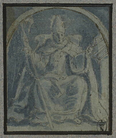 Saint Ambroise, feuilletant un livre