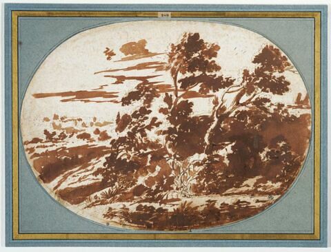 Paysage avec des arbres inclinés vers la droite par le vent, image 2/3