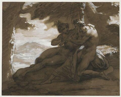 Nymphe et satyre