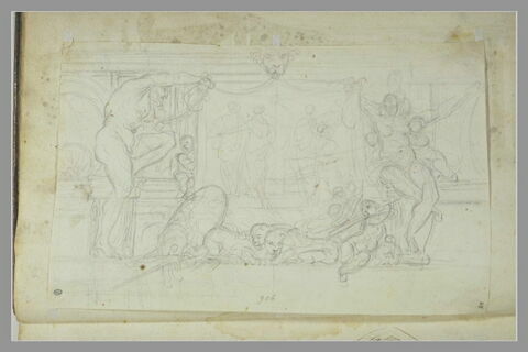 Etude de panneau décoratif entouré de figures, image 2/2