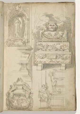 Tombeau de la princesse Mathilde ; empilement de sarcophages antiques ; ...