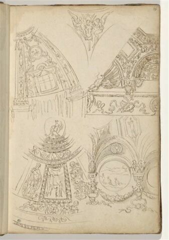 Etudes de fragments de coupole et de motifs décoratifs