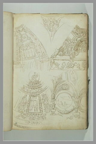 Etudes de fragments de coupole et de motifs décoratifs, image 2/2