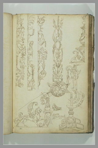 Etudes de motifs décoratifs et de candélabres, image 2/2