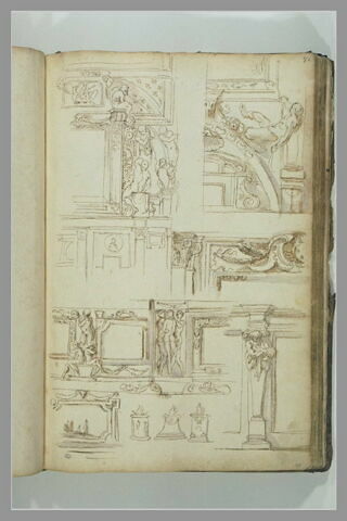 Etudes de motifs décoratifs avec Ignudi et atlantes, image 2/2