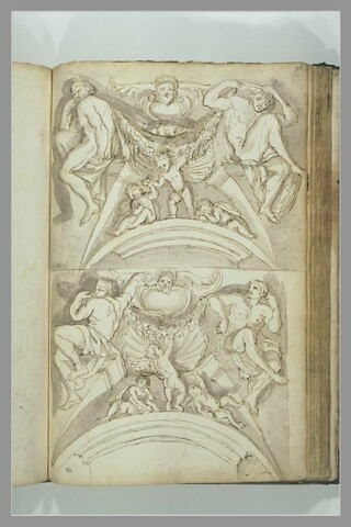 Deux études de motifs plafonnants avec ignudi et putti, image 2/2