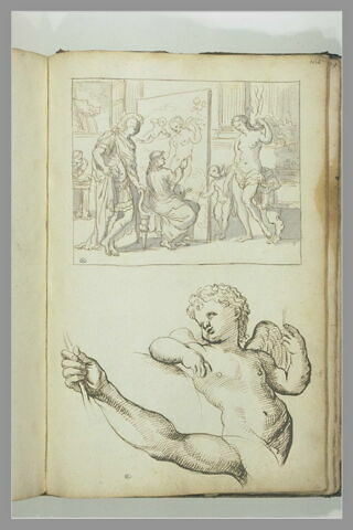 Alexandre, Apelle et Campaspe ; putto tourné vers la gauche ; étude..., image 2/2